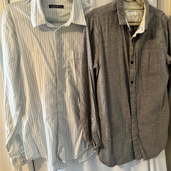 Volcom Other - Pair of young men’s Volcum & On the Byas White Striped Men's Shirts
